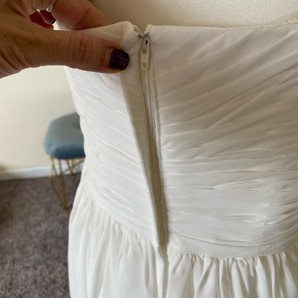 Wedding OR Bridesmaid Dress - Strapless White / Cream Chiffon - Simple & Elegant - Picture 6 of 16